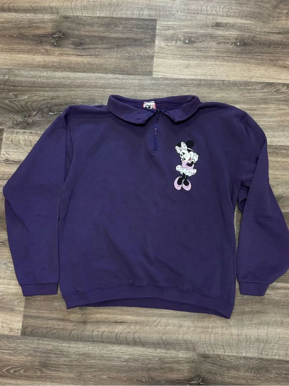 Disney Designs Vintage Minnie Mouse Purple Quarter Zip Sweatshirt Women’s OS